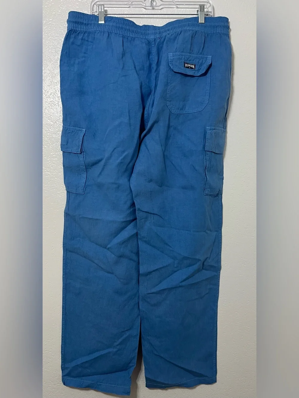 Vilebrequin 100% Linen Cargo Pants XXL Blue Drawstring Resort Coastal Luxury